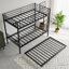 Lit superposé simple avec lits superposés en métal avec échelle et garde-corps sur toute la longueur, sans bruit, sans sommier tapissier, noir