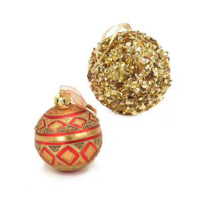 9 Piece Sequined Ball Ornament Set