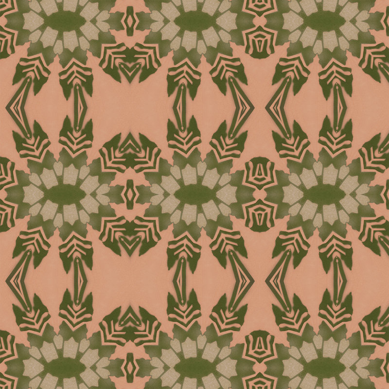 Artémis | Papier peint botanique tropical , Vert / rose / orange