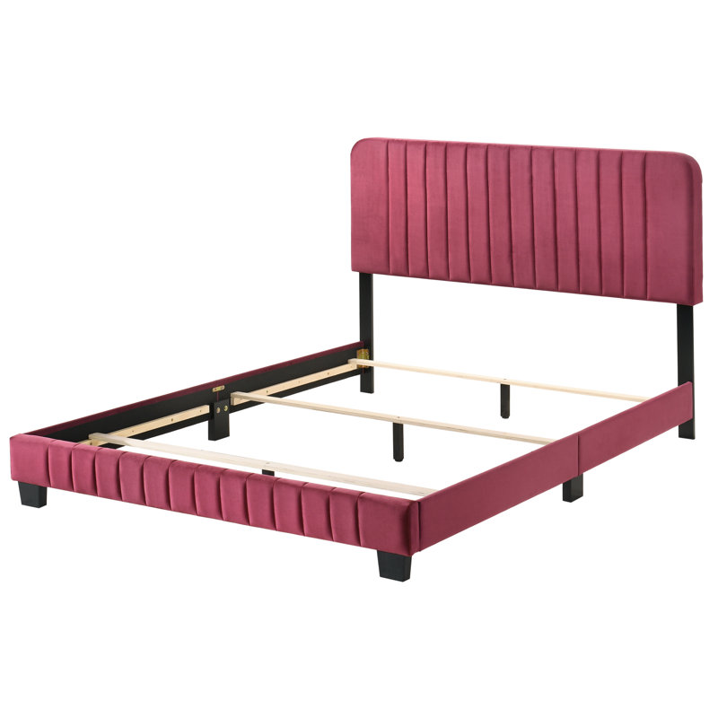 Anjelah Upholstered Standard Bed, Burgundy, Queen