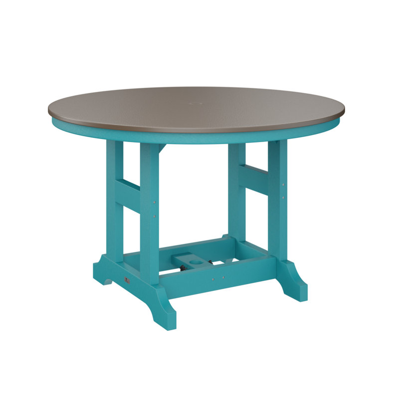 Table de salle à manger Garden Classic, Bleu Aruba, H 30,87 po x l 48 po x P 48 po, Bronze martelé