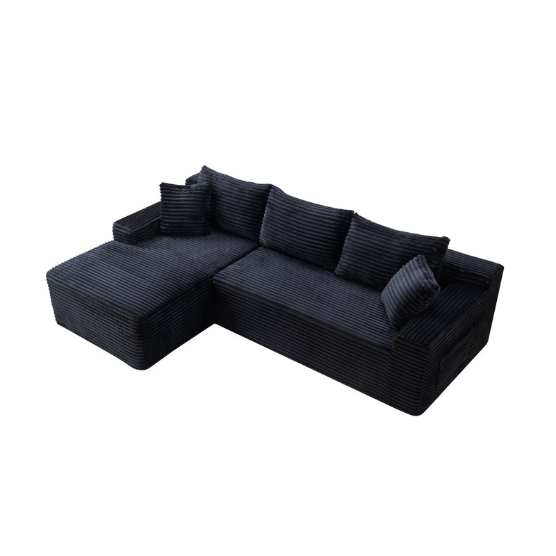 Canapé modulaire 94,5 po Cloud, H 29,5 po x l 94,5 po x P 60,2 po, Left Hand Facing, Black Corduroy