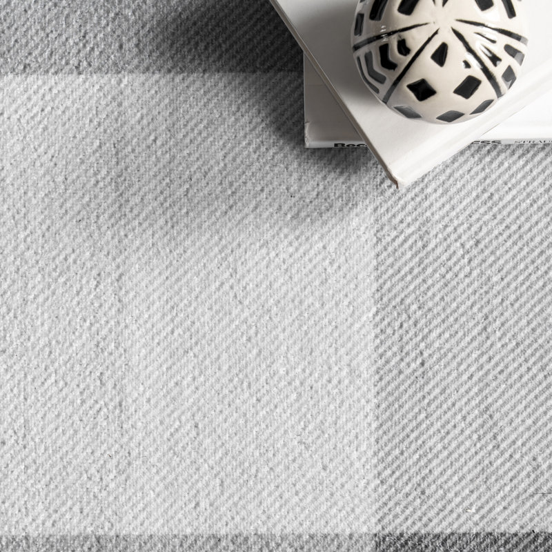 Tapis gris lavable à la machine Micheal Farmhouse, Rond 8 pi