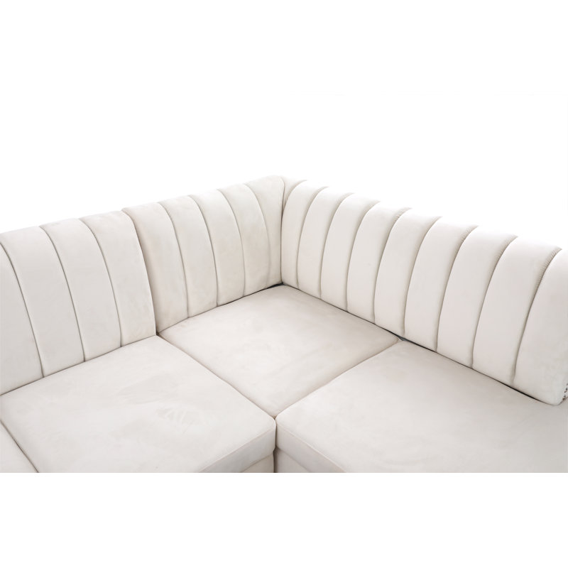 Maelana Velvet L-Shaped Sectional Left Hand Facing, Right Hand Facing