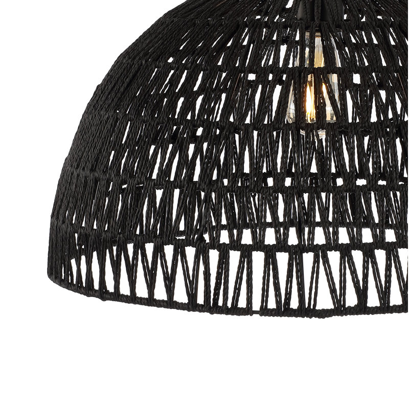 Luminaire suspendu en forme de dôme à 1 lumière Khorawa, Noir, H 88 po x l 20 po x P 20 po, Noir