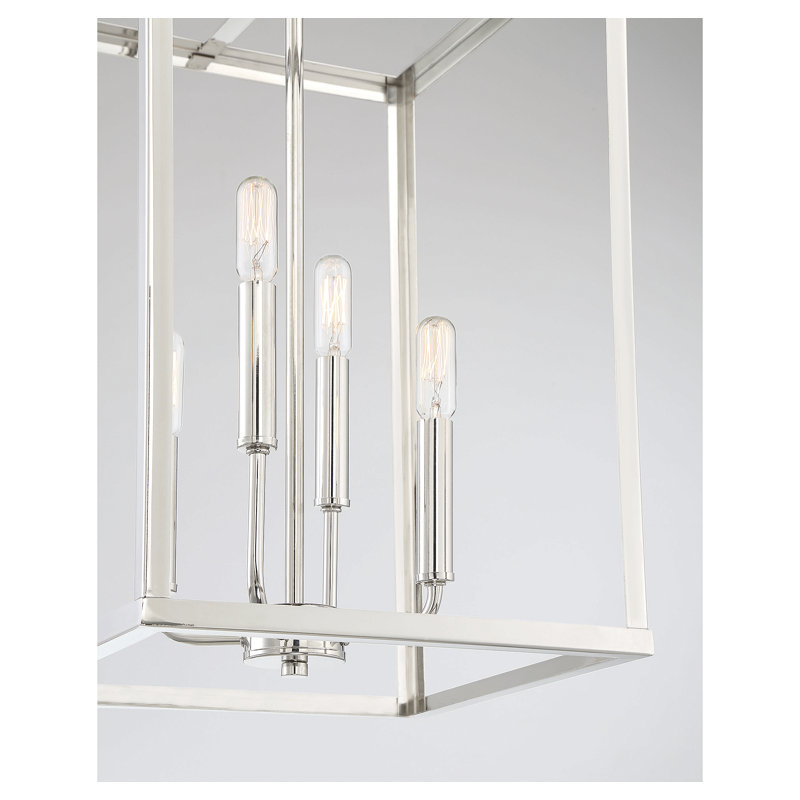 Luminaire suspendu 4 lumières Meridian en nickel poli, Nickel poli