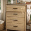 Commode haute 4 tiroirs Kele, poignées noires, bois de chêne brun clair-122594757