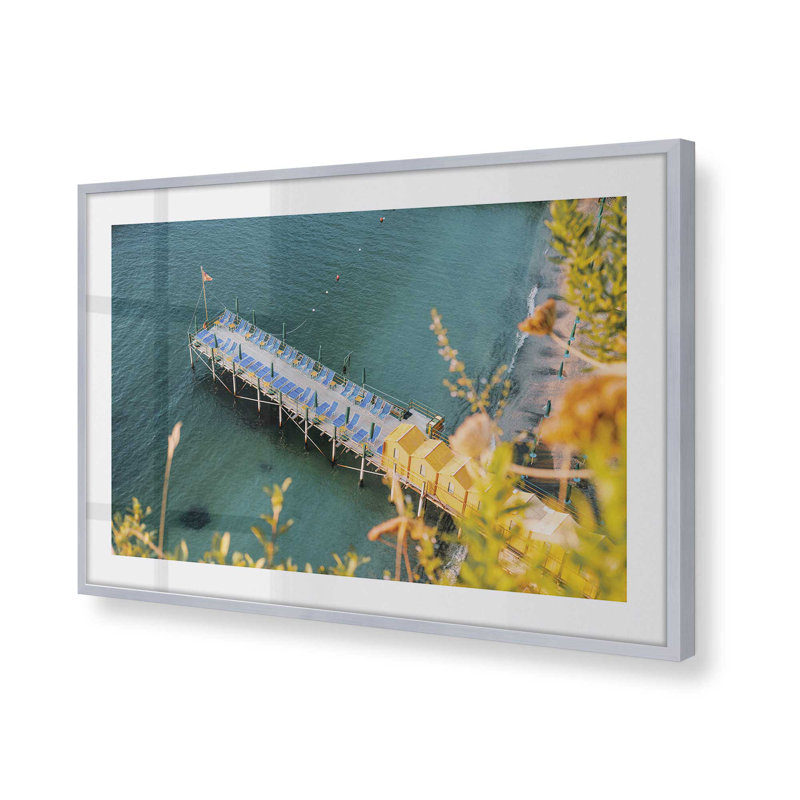 Imprimé sérénité bleu, H 19,25 po x l 25,25 po x P 1,25 po, Cadre simple en chrome poli poli