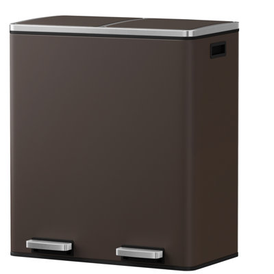 2 x 8 Gallon Stainless Steel Multi-Compartments Trash Can with 15 trash bags