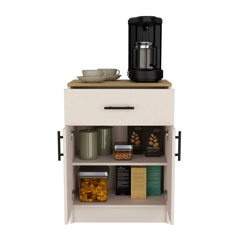 Pantry Cabinet Netal, Kitchen, Ivory / Natural Oak
