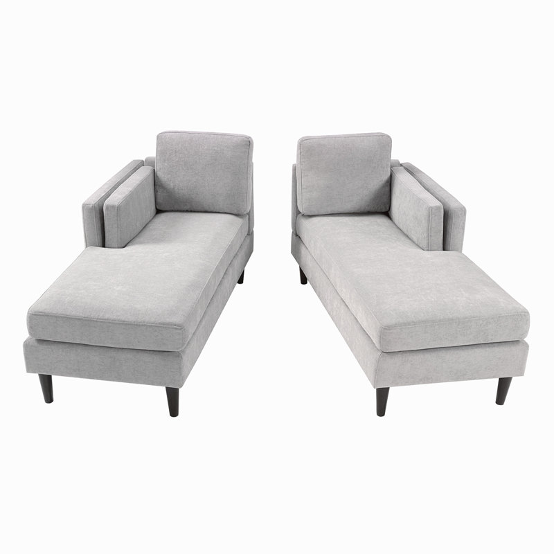 Méridienne moderne de 53,5 po avec accoudoirs double couche, Gris
