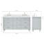 Meuble-lavabo à double cuve en bois massif gris ARIEL de 61 po avec plateau en quartz blanc pur 1,5 po-99405063-131238901-131238905