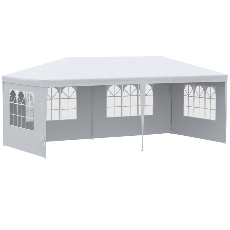 Outsunny 10' X 20' Large Party Tent, Events Shelter Canopy Gazebo With 4 Removable Side Walls, Shade Shelter For Weddings, White