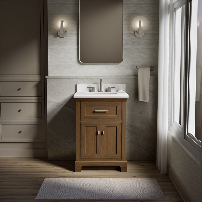 Meuble-lavabo avec lavabo et plateau en quartz Charlemont, 24"