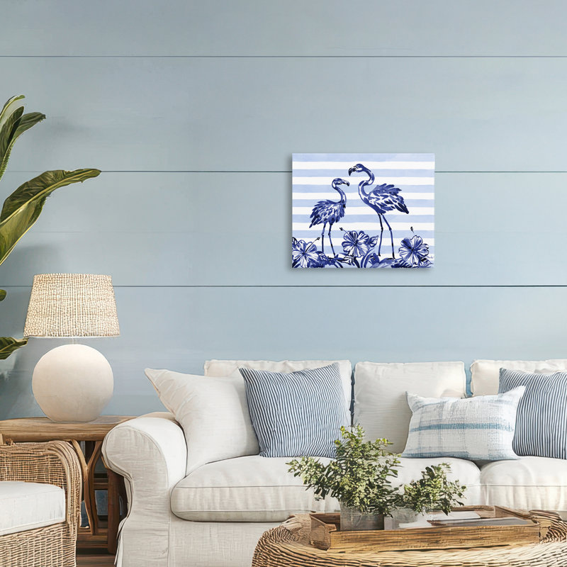 Flamants indigo sur toile, par Paul Brent, H 16 po x l 20 po