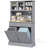 68" Kitchen Pantry Storage Cabinet With Charging Station, 2 Tilt Out Trash Cabinets And Microwave Stand, Freestanding Kitchen Hutch With Glass Doors And Adjustable Shelf, Gray-1934648086