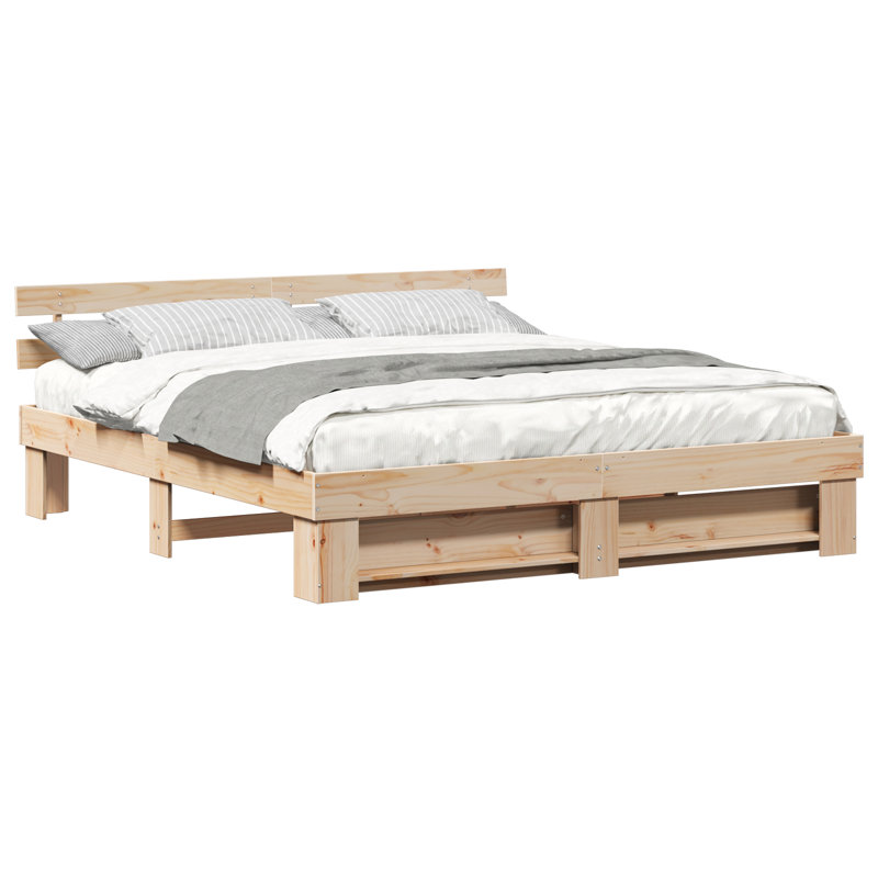 With Headboard Solid Pine Wood, Super King (6'), Natural