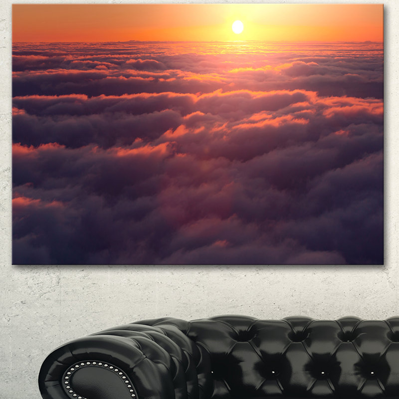 « incroyable coucher de soleil » par nuages», reproduction de photo sur toile tendue, H 8 po x l 12 po