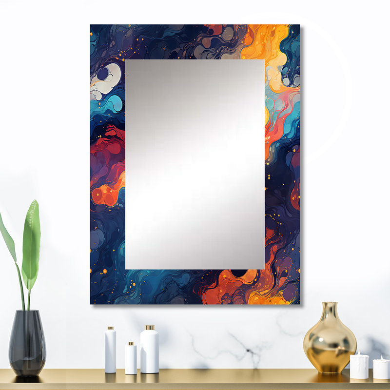 Cosmic Illusion Moody Patterns - Abstract Large Mirror, Modern Decorative Wall Mirror, Printed Metal Art, 32" x 24"