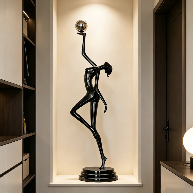 Noir, argent, forme libre, acier, verre, acier inoxydable, objet décoratif en bois manufacturé