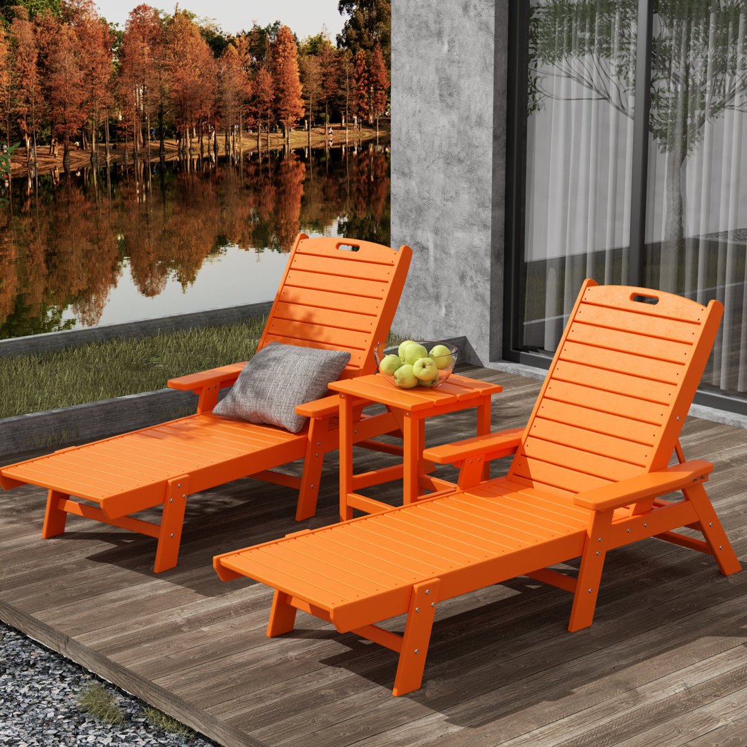 Shavon Outdoor Chaise Lounge with Table Beachcrest Home™ Frame 