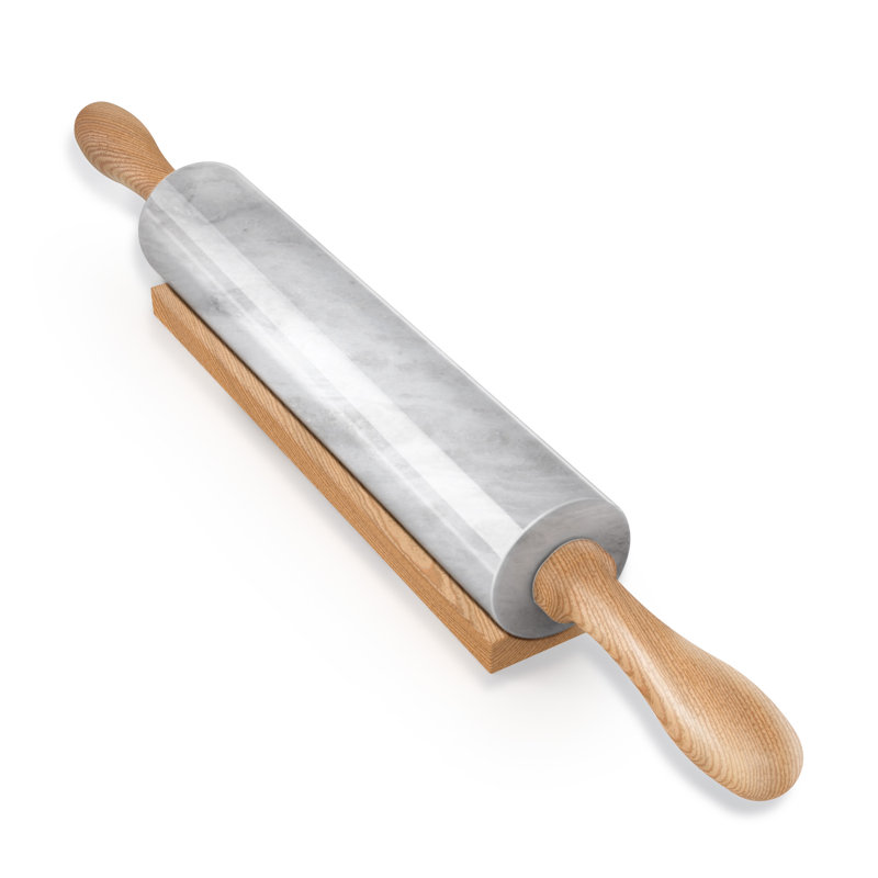 Rouleau à pâtisserie en marbre avec support, fantaisie