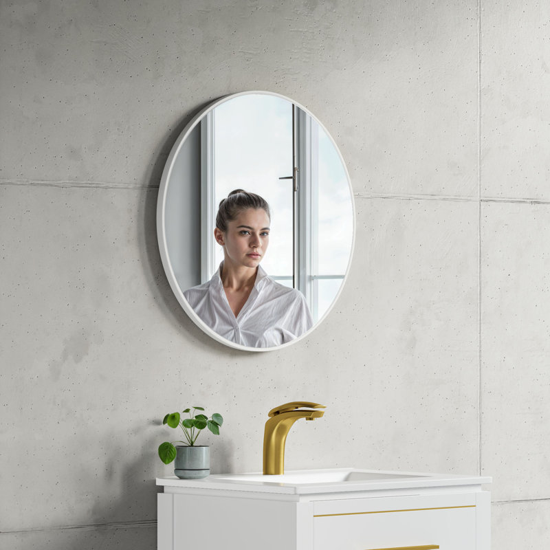 Cobin Metal Flat Wall Mirror, White