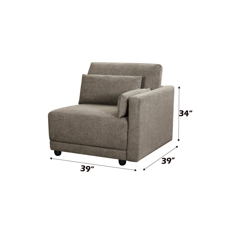 Canapé d'angle 5 pièces en lin brun, dossier en contreplaqué, fauteuil d'angle de 99 cm, spacieux et élégant