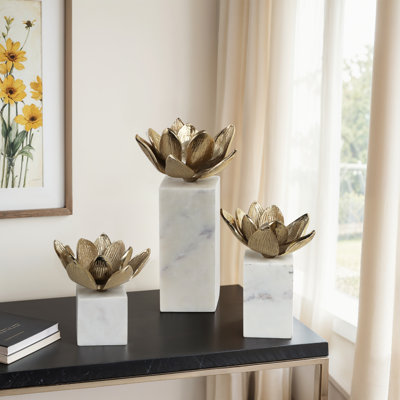3-Pieces Kriss Flower Statuary With Marb
