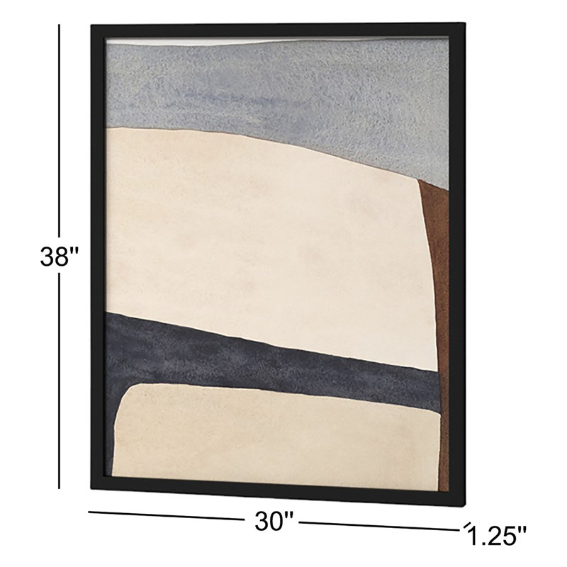 Divided By 3 In Blue Print by Julia Balfour, 38" H x 90" W, Black