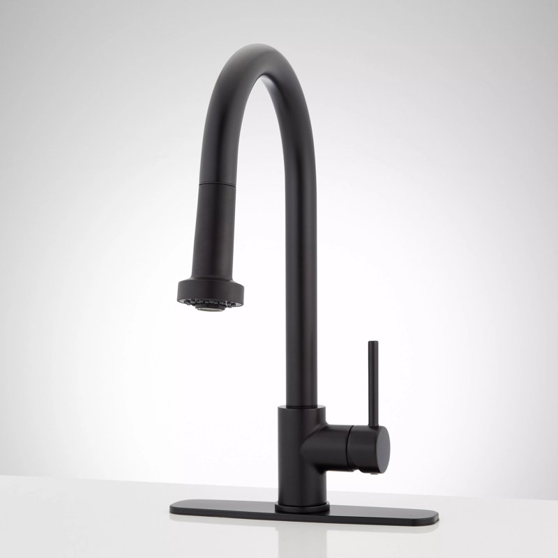 Ridgeway Single Hole Pull Down Touchless Kitchen Faucet with Deck Plate, Matte Black