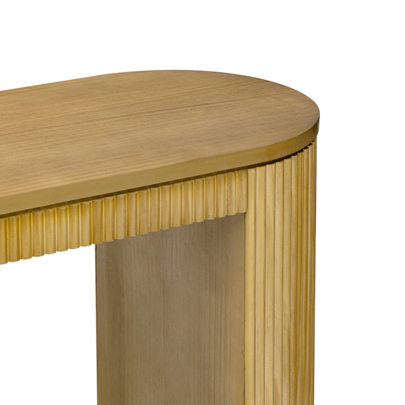 Console incurvée à rayures verticales - Plateau de table en pin spacieux pour les espaces de vie et les plateformes élégantes simples à construire