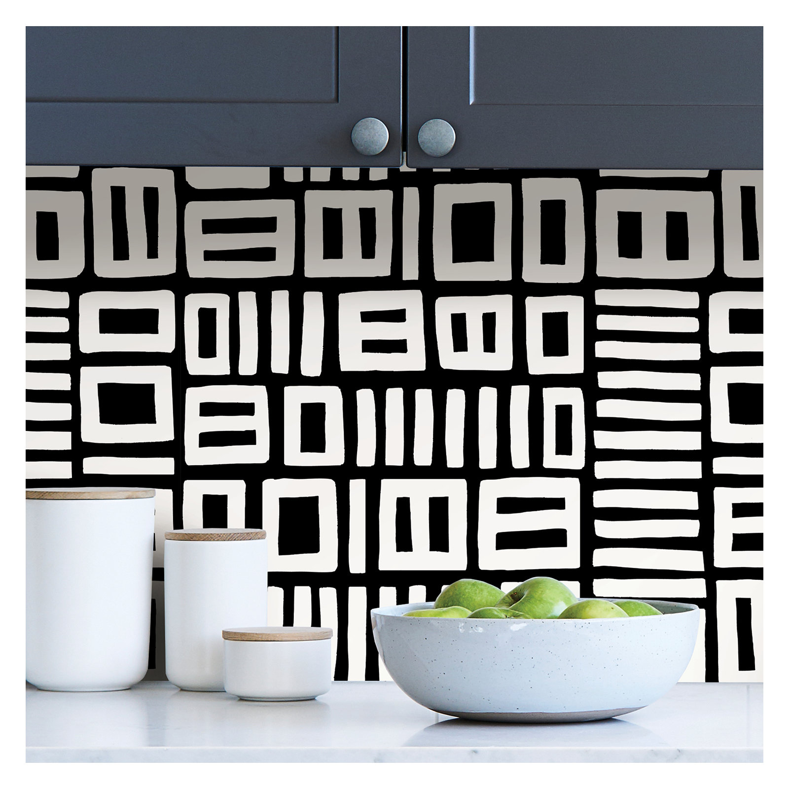 Ellie Peel & Stick Geometric Wallpaper, Black/White