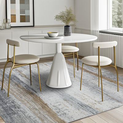 Modern Abstract Gray/White/Gold Machine Washable Area Rug