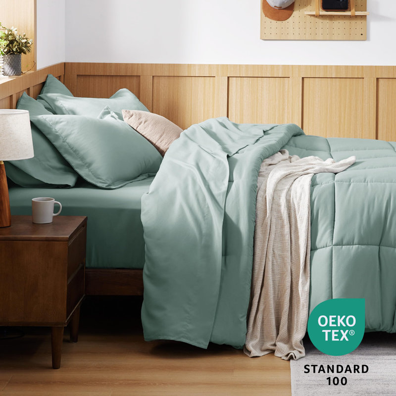Bedsure Quilted Design Comforter Set, Full Comforter + 6 Additional Pieces, Sage Green