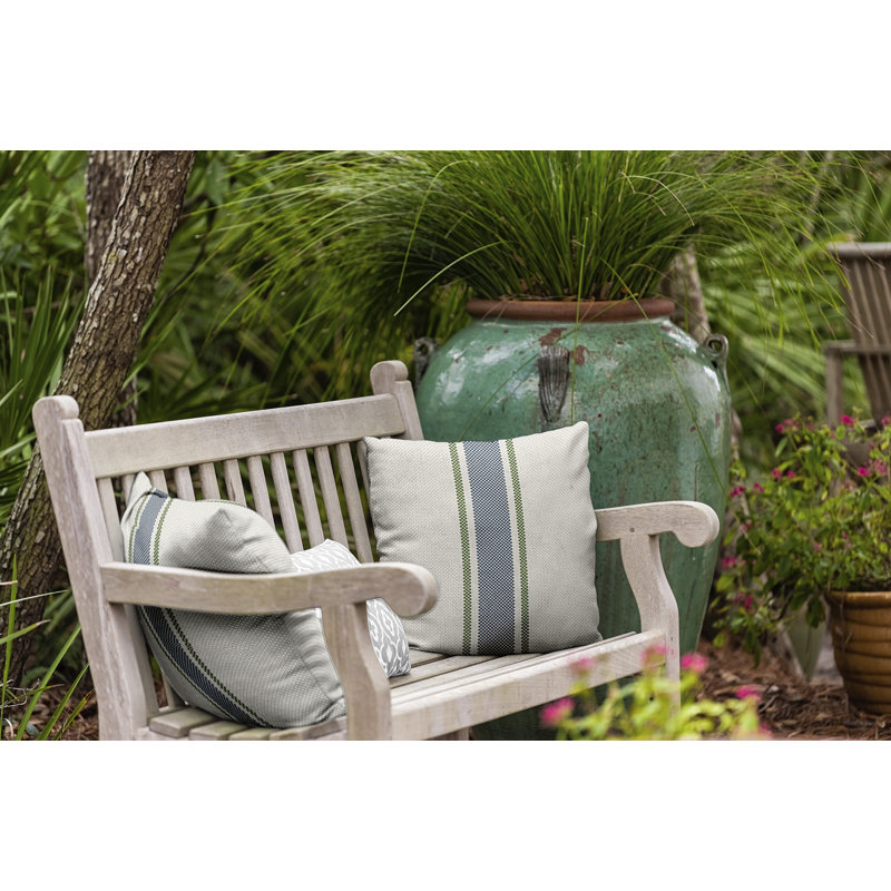 Farmers Market Striped Outdoor Reversible Throw Pillow, 16" x 16", Green