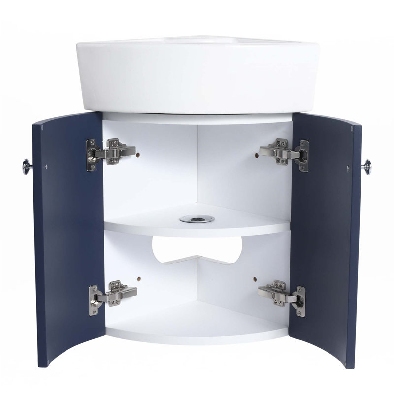 Corner Bathroom Vanity Sink Combo For Small Space Wall Mounted Cabinet Set
