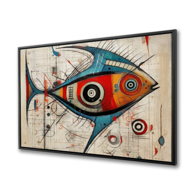Abstract Fish - Office Aquatic Animals Framed Canvas Decor