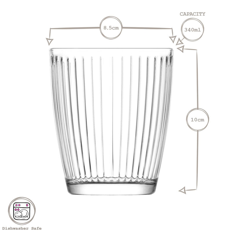 LAV Hestia Glass Tumblers - Pack of 6, 6, 340ml