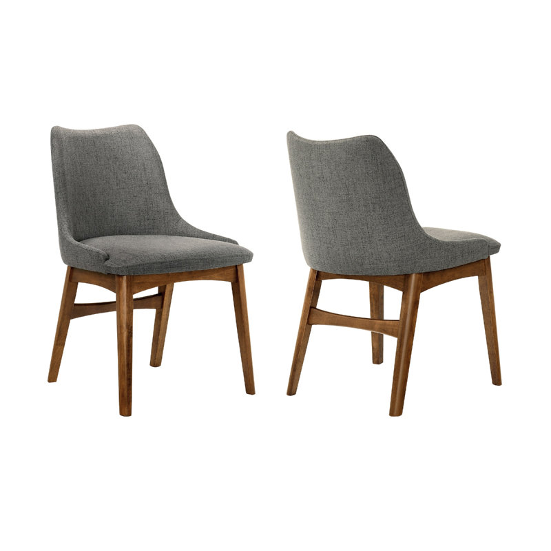 Chaise d'appoint rembourrée Miyashiro, gris, Noyer