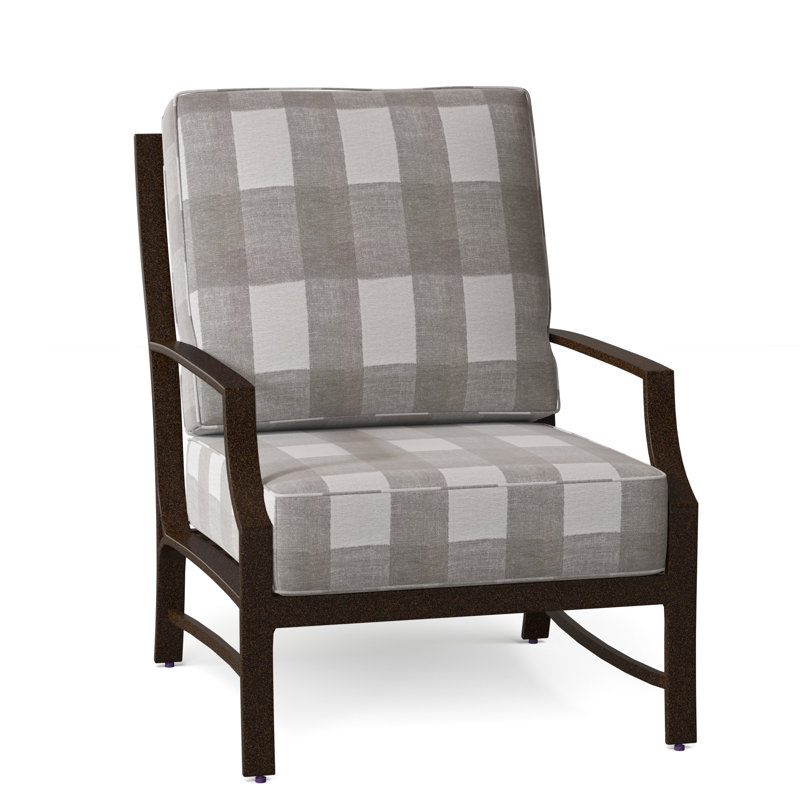 Seal Cove Outdoor Lounge Chair, Spectrum Denim Sunbrella® Plainweave, Chestnut Brown