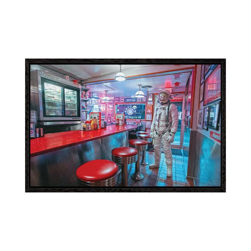 The Lonely Astronaut IX by Karen Jerzyk - Print on Canvas, Black Framed Canvas, 66.04 cm H x 45.72 cm W