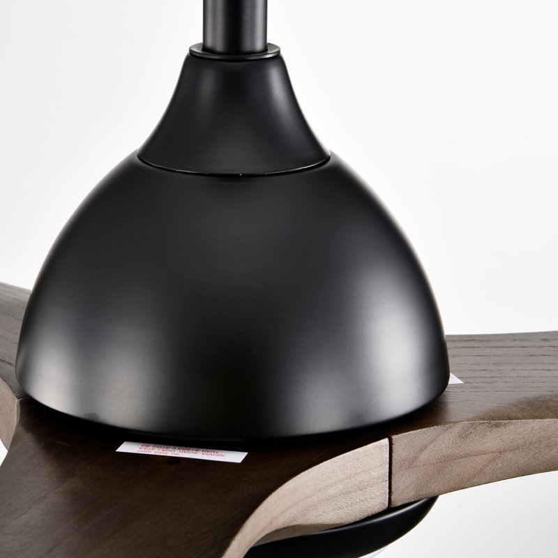 Ventilateur de plafond 52 po, Noir mat, Marron foncé