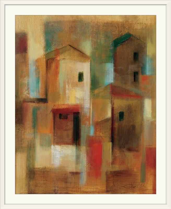 «Old Town Reminiscence I» par Silvia Vassileva, reproduction d'art, H 23 po x l 20 po x P 1 po, Cadre blanc