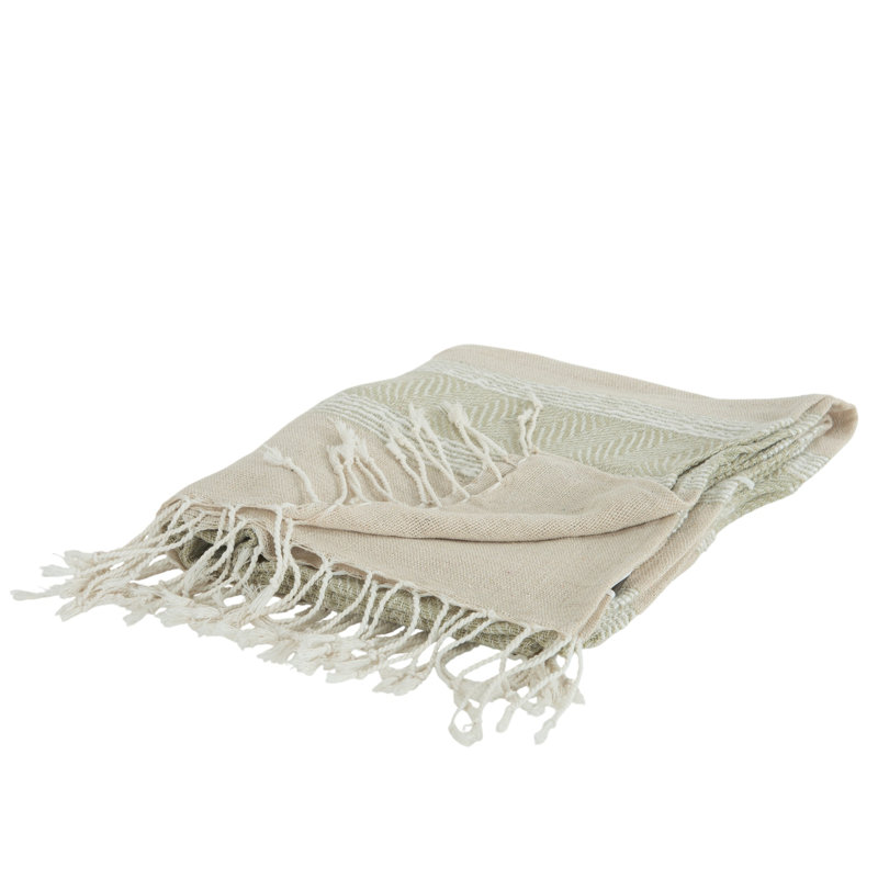 Jeté rayé en coton 50 po x 60 po avec franges