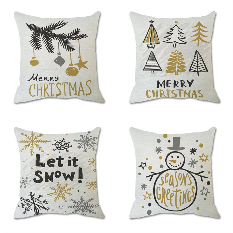 Housse de coussin en lin pour Noël