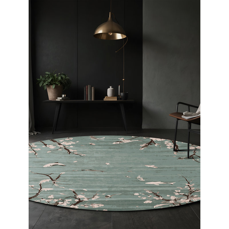 Machine Washable Gray Area Rug, Round 7'