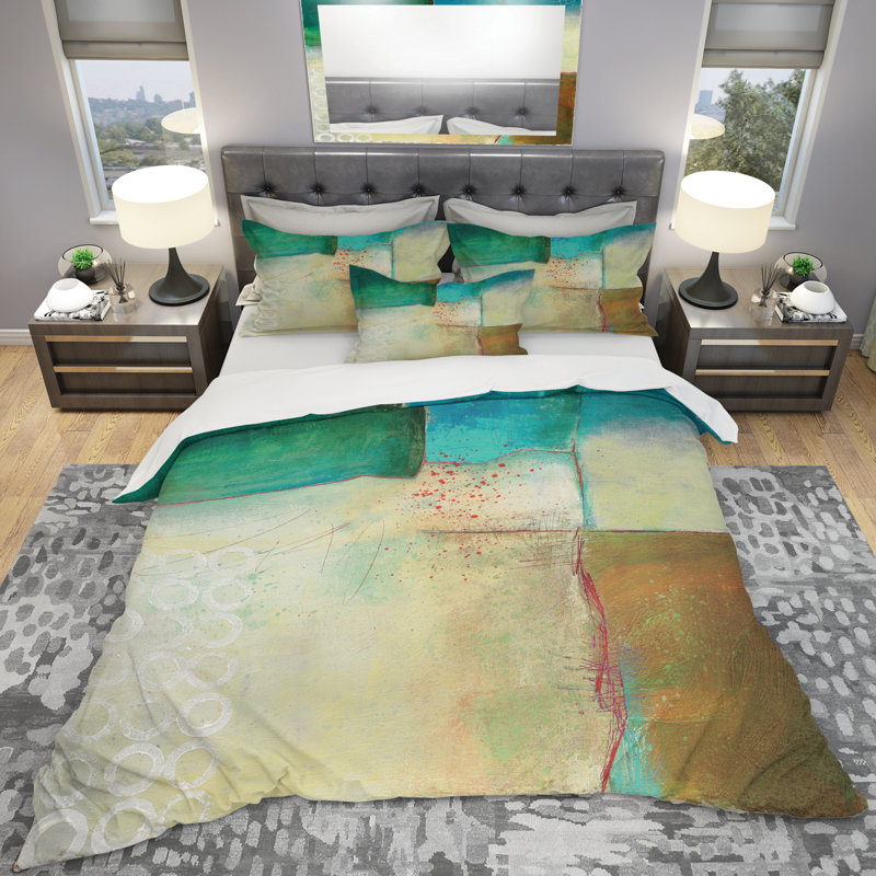 Polyester Weave / Muslin Abstract Duvet Cover, Full/Queen Duvet Cover + 2 Shams