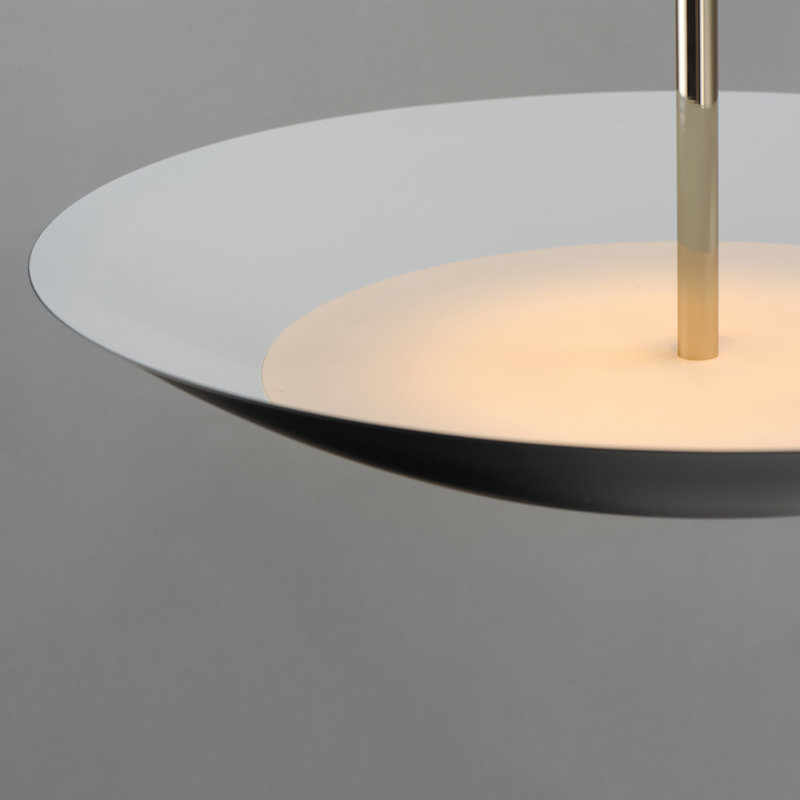 Vesta 1 - Light LED Pendant, 4.75" H x 23.5" W x 23.5" D, Black, French Gold