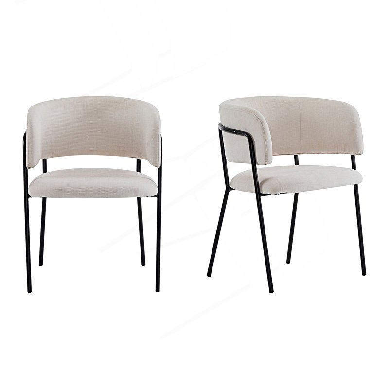 Ensemble de 2 chaises de salle à manger rembourrées modernes, Beige